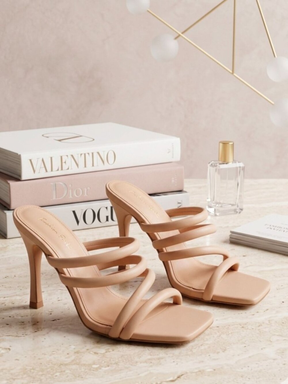 Strappy Nude High Heel Sandals With Square Toe And Stiletto Design LovMark Women